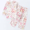 thumbnail image 7 of MEZZALL Girls Pajamas Sets Kids Soft Satin Cartoon Print Sleep Set Long Sleeve Lapel Button Tops Matching Full Length Pants Summer Loungewear Classic Sleepwear, 7 of 7