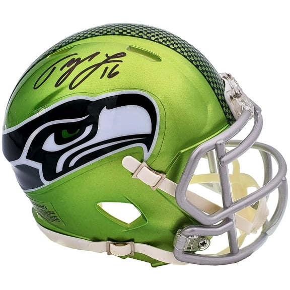 Tyler Lockett Autographed Seattle Seahawks Flash Green Speed Mini Helmet MCS Holo 200482