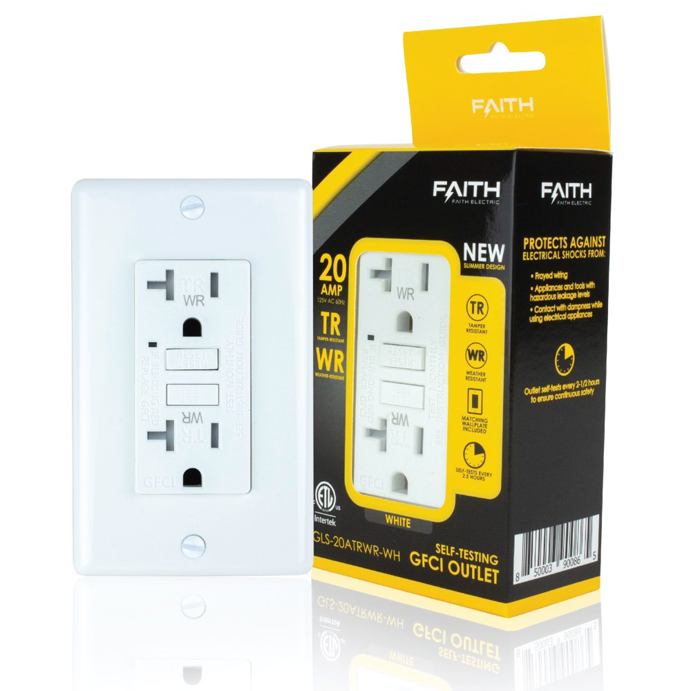 Faith 20A WR TR GFCI Outlets, Slim, Weather Resistant TamperResistant