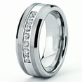 thumbnail image 2 of Metal Masters Tungsten Carbide Mens Engagement Wedding Band Ring Center Cubic Zirconia 8mm, 2 of 7