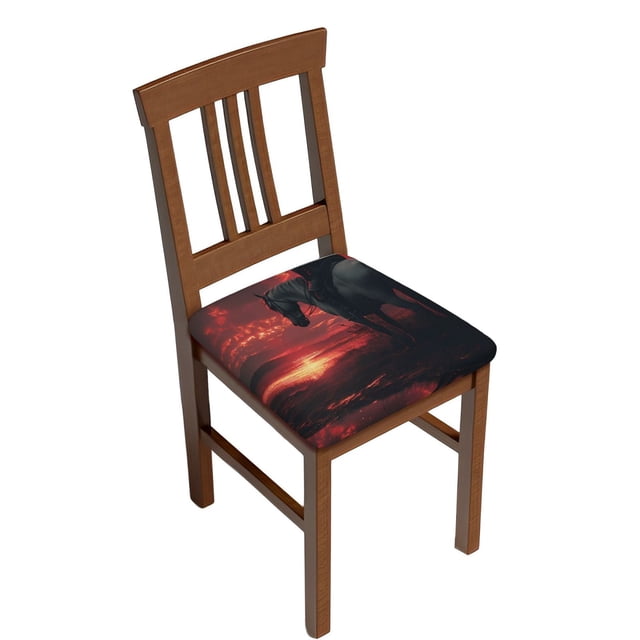 Wukai Lone Rider Under Red Sky Pattern Square Chair Cushion Protector, Elastic Band Strap Cushion Cover Chair Decoration-Six Piece