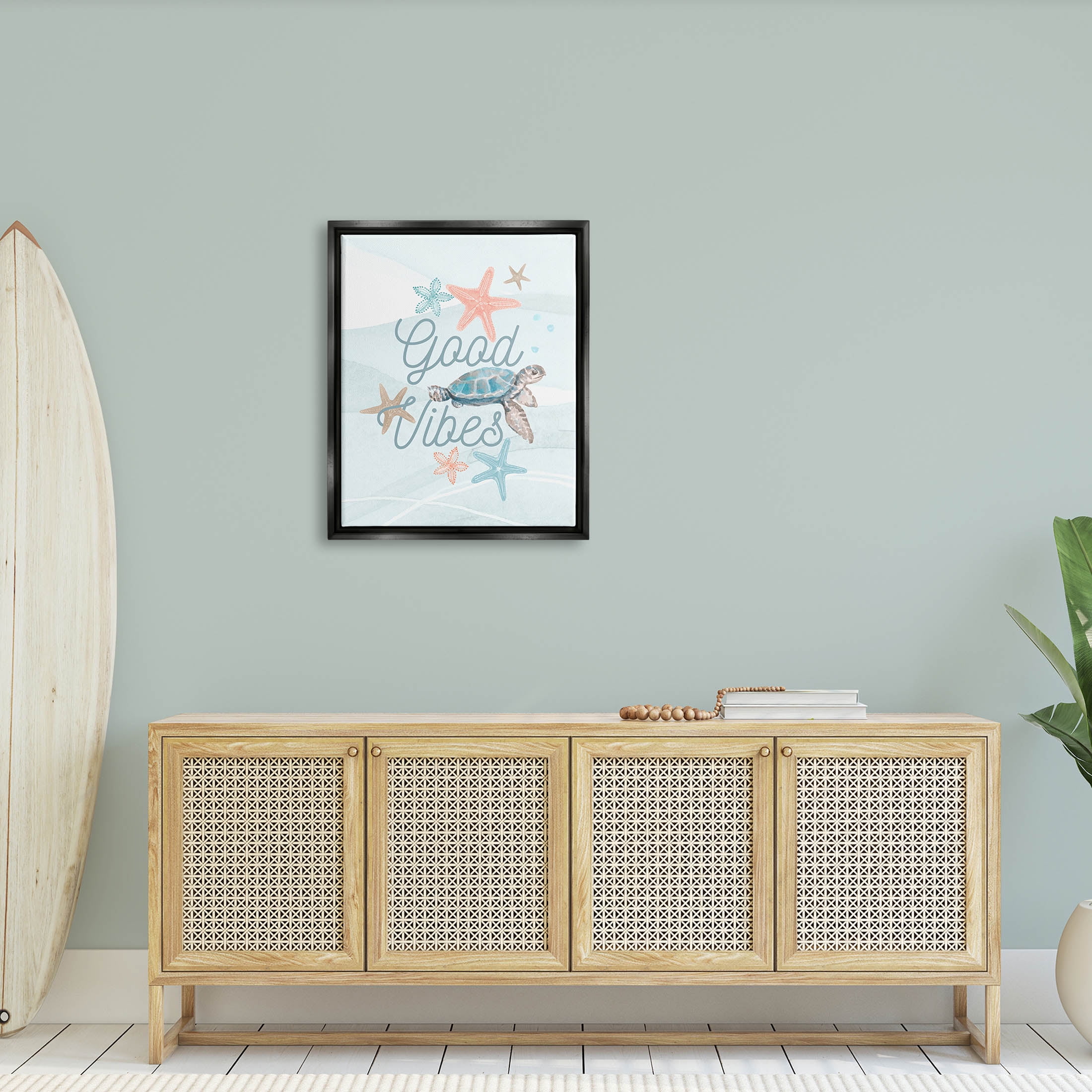 Good Vibes Underwater Sea Life Animals & Insects Graphic Art Jet Black Framed Art Print Wall Art