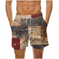 thumbnail image 2 of Luxalzxs Mens Shorts Summer Casual Beach Shorts Lightweight Elastic Waist Drawstring Board Shorts Patch Plaid Print Swim Shorts, 2 of 6