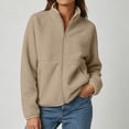 thumbnail image 2 of Fleece Jacket for Women Fashion Cozy Soft Stand Collar Zip Up Outerwear for Fall Winter Hiking & Daily Wear, 2 of 9