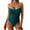 Blue, variant on QUNYINEY String One Piece Swimsuits for Women Tummy Control Plus Size Modest Blue Swimwear Crew Neck Push Up Ruched Women Swimwear