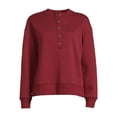 Time and Tru Women's Fleece Henley Pullover Sweatshirt with Long