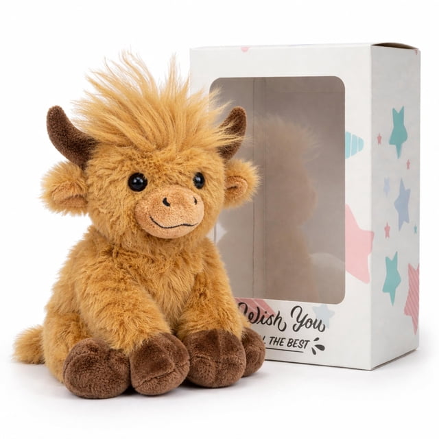 Peluche SHSEEN Vaca Highland de 20 cm, animal de peluche mini