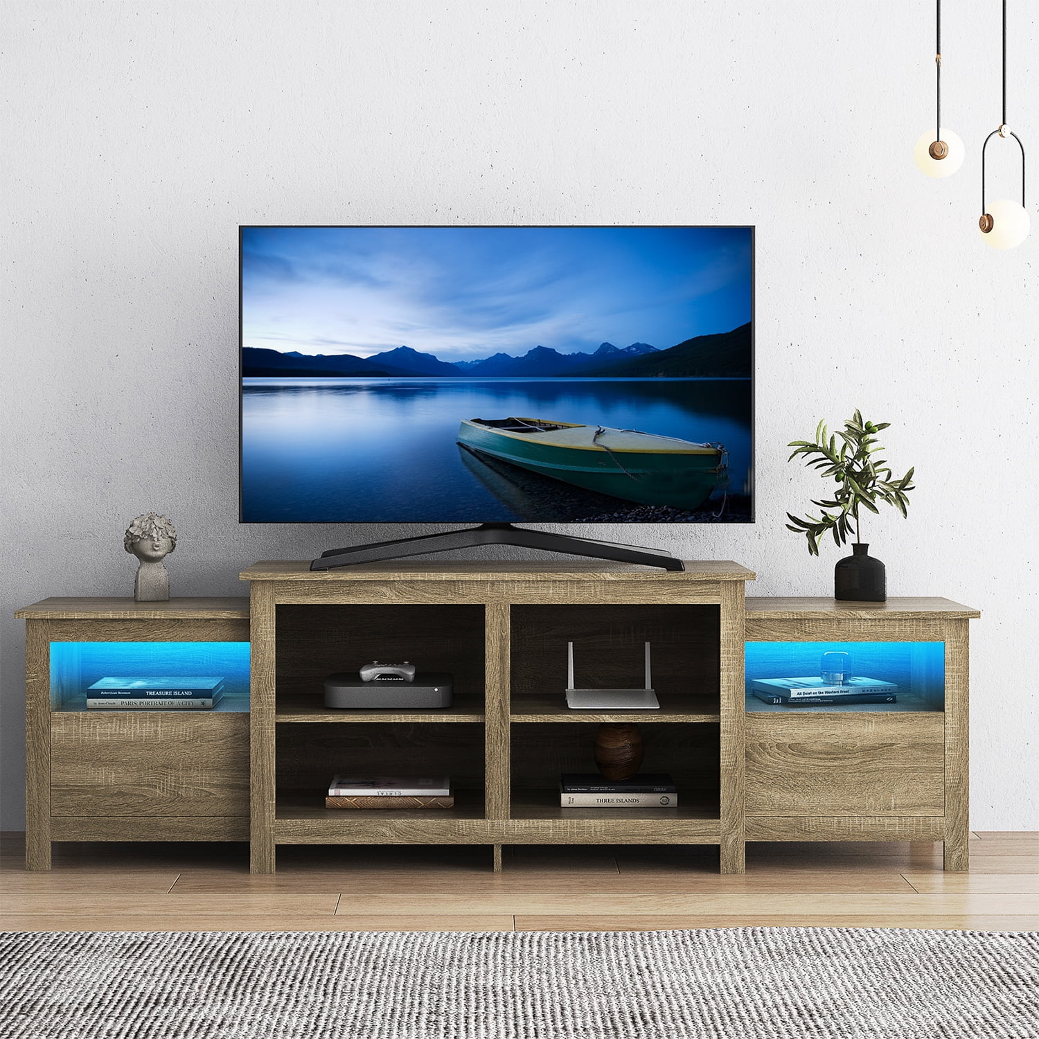 Seizeen 75'' LED TV Stand Clearance! Modern Entertainment Center Media TV Console with Large