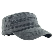 Casual Washed Cotton Flat Top Hat Adjustable Fisher Military Caps Men Women Cadet Army Cap Unique Design Vintage Four Seasons