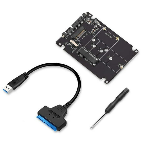 M.2 NGFF or MSATA to SATA 3.0 Adapter USB 2.5 Hard Disk 2 in 1 Converter Reader Card with Cable for PC Laptop
