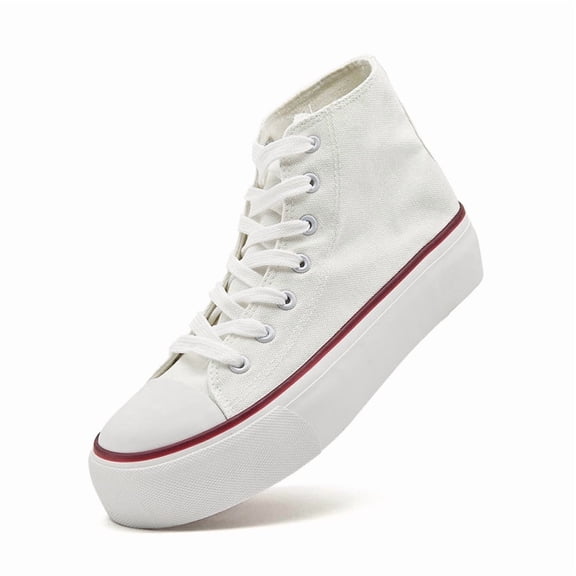 Platform Canvas Sneakers for Womens mens Fashion High Top Canvas Platform Shoes Casual Lace-up Shoes Comfortable Lightweight Walking Shoes for Daily Work