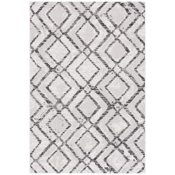 SAFAVIEH Courtyard Alexa Geometric Indoor/Outdoor Area Rug, Ivory/Black, 5'3" x 7'7"