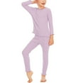 thumbnail image 4 of Lenpel Thermal Underwear Set for Toddler Girls Soft Warm Ruffle Long Sleeve Base Layer Top Bottoms 2 Pcs Clothing Set, 4 of 7