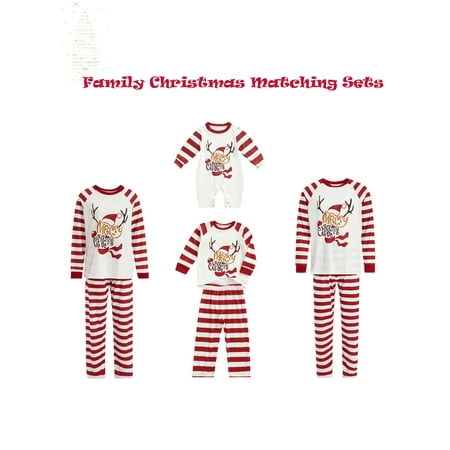 

Family Christmas Pjs Matching Sets Plaid Letter Print Long Sleeve Pullover+Long Pants Matching Holiday Pajamas Set