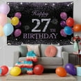 thumbnail image 5 of Happy 27th Birthday Banner, Purple Happy 27th Birthday Party Decorations for Girls, 27 Year Old Birthday Supplies Backdrop Décor, 5.9 X 3.8 Fts, 5 of 10