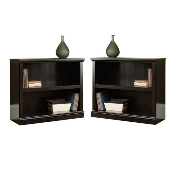 Home Square 2 Shelf Wood Bookcase Set in Estate Black (Set of 2)