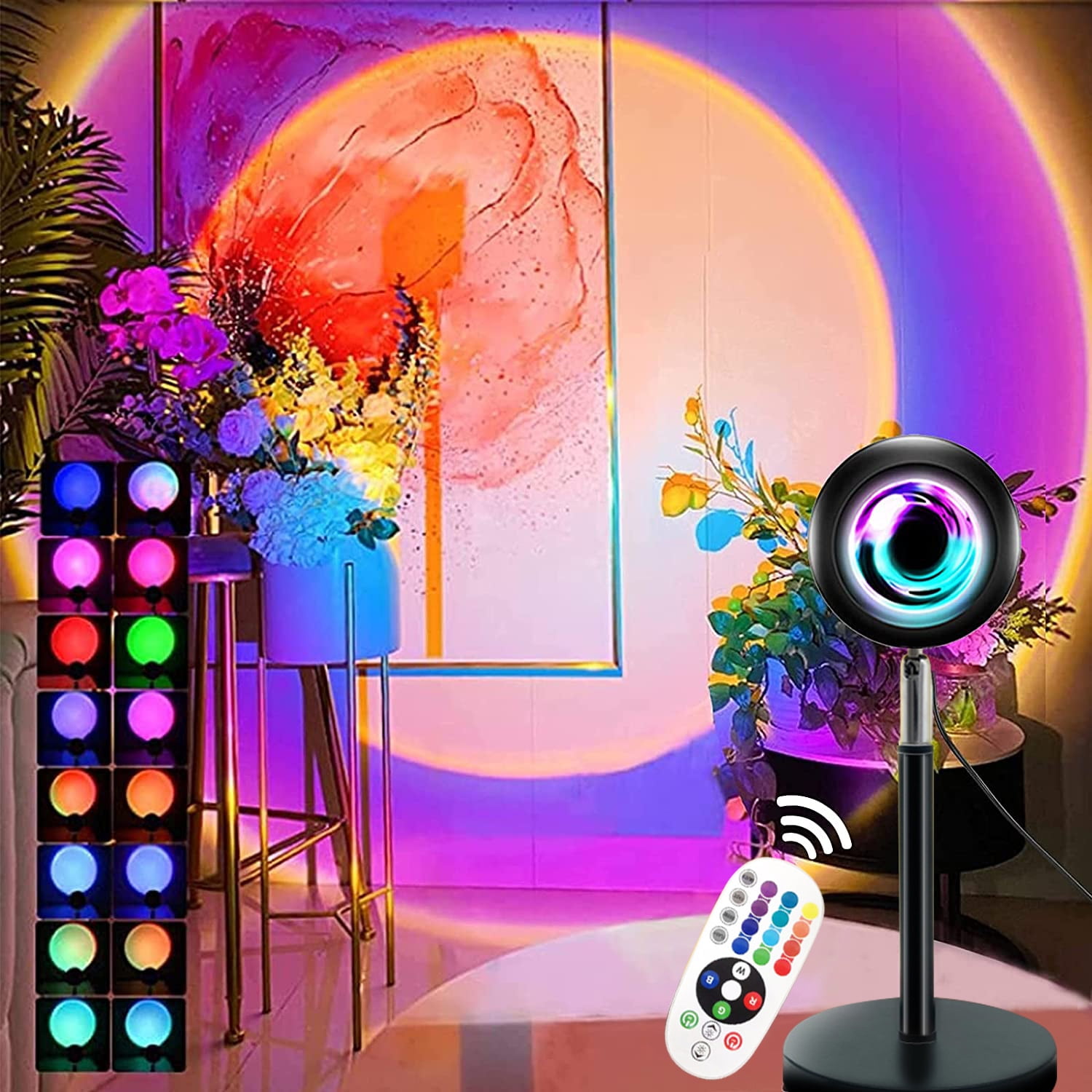 Sunset Projection Lamp, 16 Colors Changing Projector 180 Degree Rotation LED Mellow Floor Lamp
