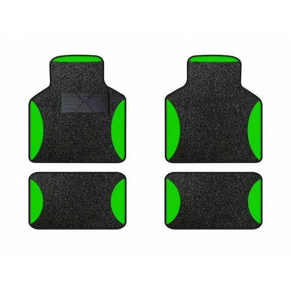 Leadwolf Car Floor Mats universal Full Coverage Auto Floor Mats All Weather Luxury Floor Liners Anti - Slip Car Mats Protector Car Carpet Black and Green 4PCS