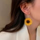 thumbnail image 5 of Hermoso y de moda girasol patrón de madera grandes pendientes Frontera 3D Tres tendencia temperamento y girasol estilo largo, 5 of 8