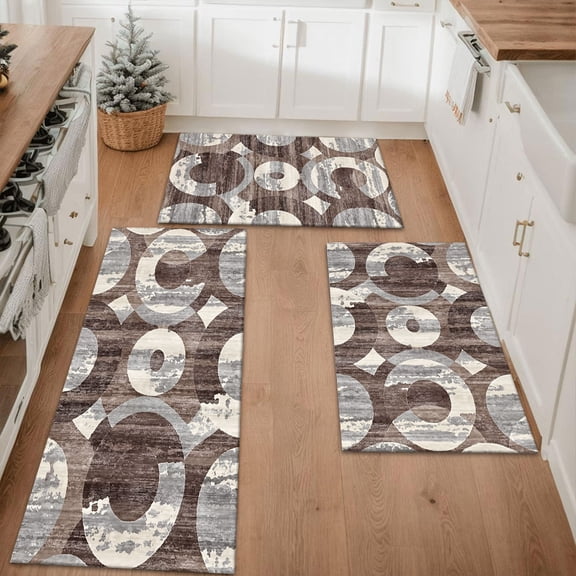 Floral Kitchen Rugs Sets of 3, Non Slip Kitchen Rugs and Mats Washable Farmhouse Kitchen Rugs Floral Kitchen Floor Mat Carpet Runner Rugs for Hallway Laundry Room