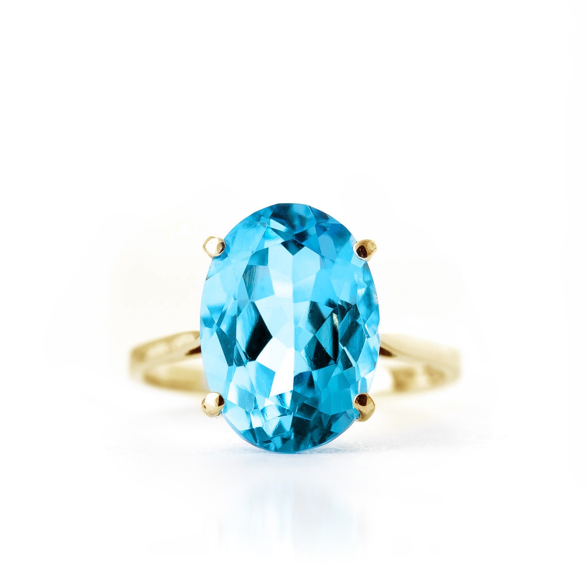 Galaxy Gold 14k High Polished Solid Yellow Gold Ring 8 Carat Natural Oval Blue Topaz (6.5) - image 4 of 5