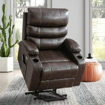 Power Lift Recliner Chairs for Elderly PU Leather Reclining Sofa with Heat and Massage Home Theater Lounge Seat