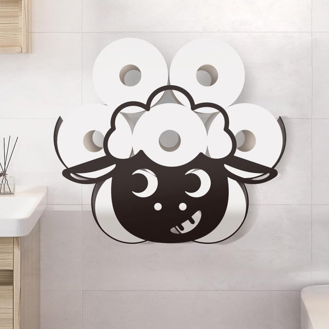 Soporte de papel higiénico de metal con forma de oveja, diseño decorativo de oveja, para 8 rollos adicionales, organizador independiente de rollos de papel con decoración de animales.