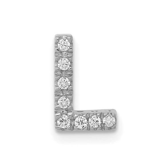 Finest Gold 14K White Gold Diamond Letter L Initial Charm