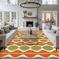 thumbnail image 3 of 6'x9' Area Rugs, Orange Green Geometric Indoor Outdoor Area Rug for Living Room Bedroom, Abstract Moire Modern Vintage Washable Bathroom Rugs Kitchen Floor Carpet Mats Home Decor Aesthetic, 3 of 8