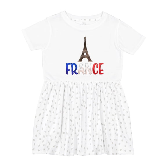 Inktastic France Eiffel Tower Flag in Text Girls Toddler Dress