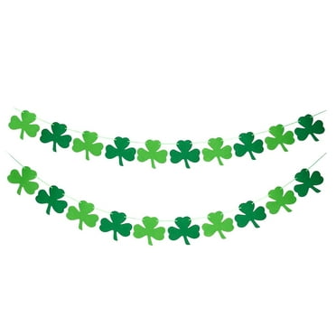 Felt Shamrock Clover Garland Banner - 's Day Banner Decor - 's Day Garland Decorations - Irish Party Supplies - Green and Light Green Color