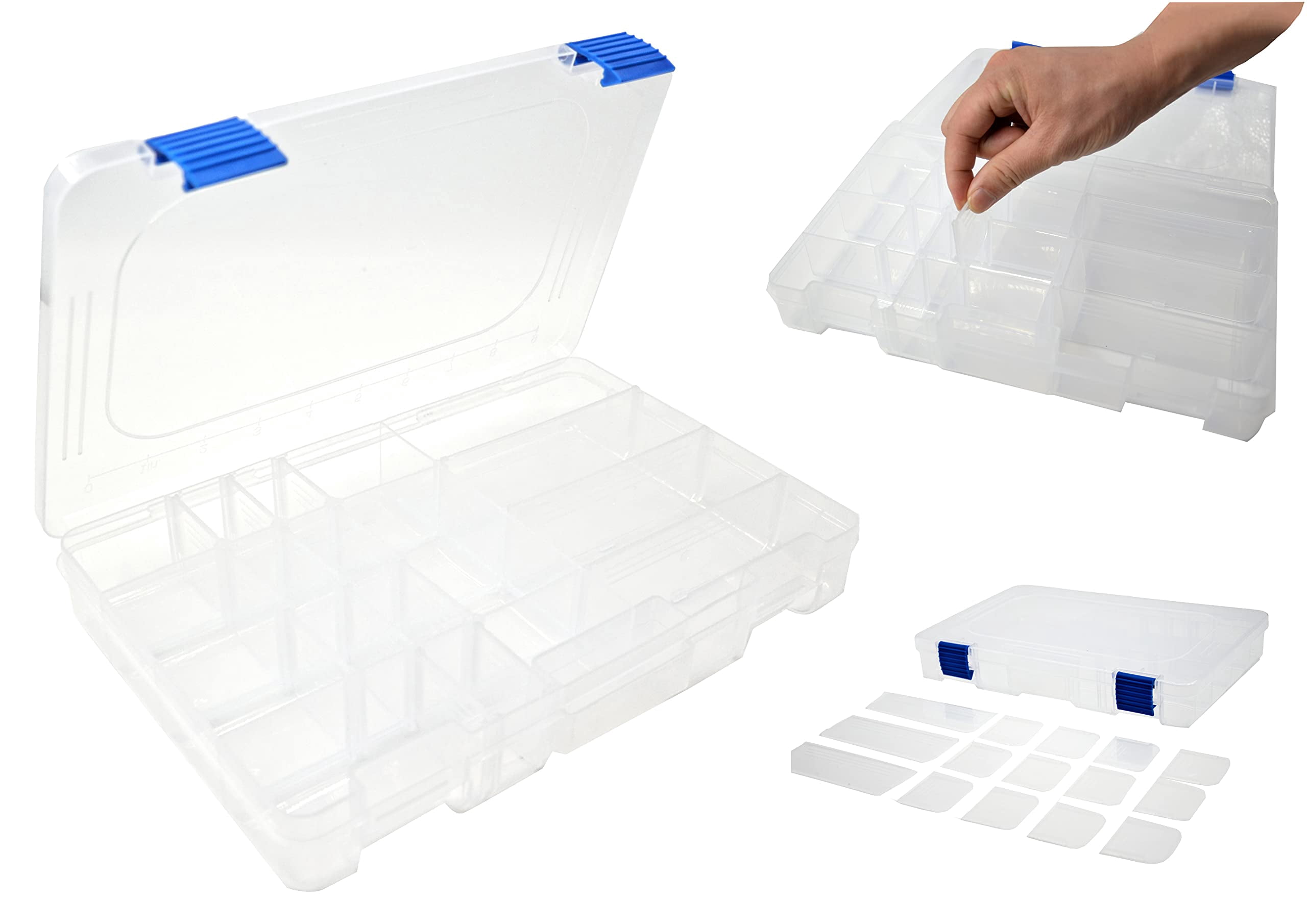 Medium Plastic Fishing Tackle Box Storage Organizer 3600 With Adjustable Dividers Tray Parts Crafts Case 4 Pack