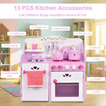 thumbnail image 6 of Redsmile Play Kitchen,Wooden Kids Kitchen Playset,Strawberry Pretend Play Toy Realistic Kitchen Cookware Microwaves,Pots,Kettles,Spatula and Faucets,Gift for Girls Boys Ages 3+,Pink, 6 of 9