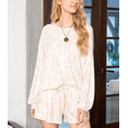thumbnail image 5 of MINT PLUS PINK Womens Tie Dye Print Two Piece Outfits Pajama Long Sleeve Shirt and Elastic Shorts Loungewear Set with Pocket Made In USA, 5 of 7