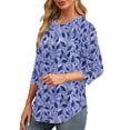 thumbnail image 4 of ALLLIST Summer Womens Tops 3/4 Sleeve Crew Neck Blouse Floral Casual Pullover Clothing for Women, 4 of 7