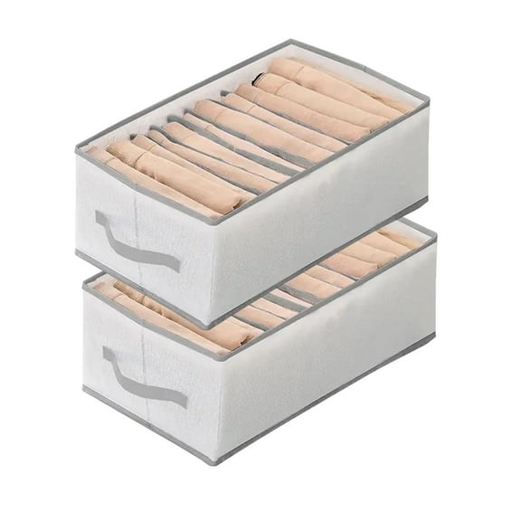 2Pcs Clothes Organizer Drawer 12Grid Shirt Organizer for Drawer, Closet and Storage Basket for T-shirts, Jeans, baby clothing, Gray