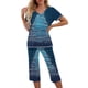 thumbnail image 1 of Puntoco Conjunto de pijama cómodo para mujer, con estampado navideño, cuello redondo, botones, manga corta y pantalón con bolsillos y cintura elástica, 1 of 4