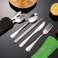 thumbnail image 3 of 1 Set Camping Flatware Set Knife Fork Spoon with Green Storage Bag for Picnic Hiking Barbecue Portable Cutlery, 3 of 8