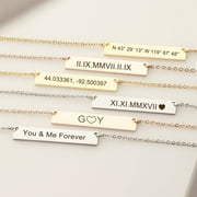 Personalized Silver Women's Stainless Steel Engravable Bar Name Pendant Necklace