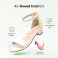 thumbnail image 4 of DREAM PAIRS Girls' Strappy Flat Sandals, Elegant T-Strap Summer Dress Shoes with Metallic Ball Accent, Comfortable Adjustable Ankle Strap Sandals for Little Kid/Big Kid, 4 of 6