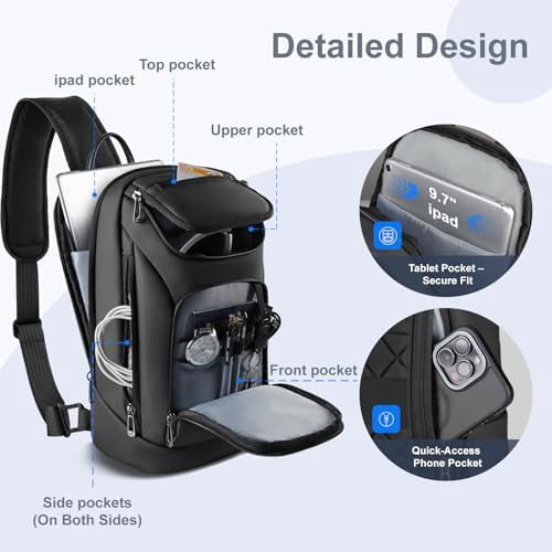 hk Sling Bag for Man, Waterproof Utility Crossbody Bag with Anti-theft Pocket, Black