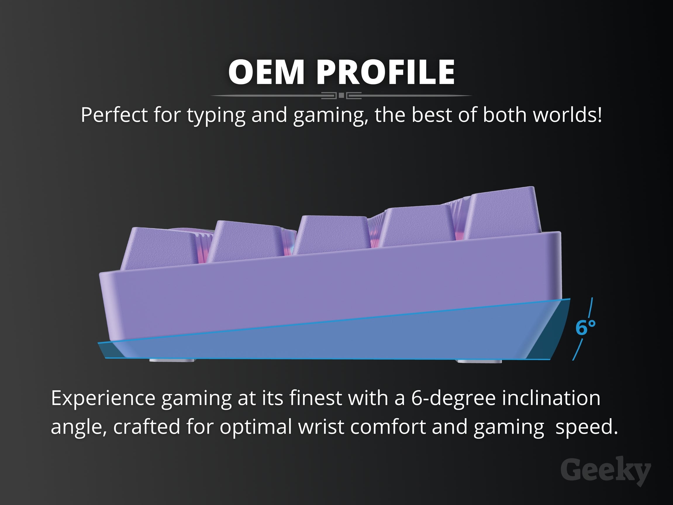 Geeky GK61 SE 60% | Mechanical Gaming Keyboard | 61 Keys Multi Color RGB LED Backlit for PC / Mac Gamer | ANSI US American Layout ( Lavender , Mechanical Red )