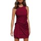 thumbnail image 1 of Vestido de tirantes sin mangas informal de verano para mujer 2022 cuello redondo ceñido al cuerpo fruncido cintura con lazo Mini vestidos Fokelyi WRHS-145-2, 1 of 1