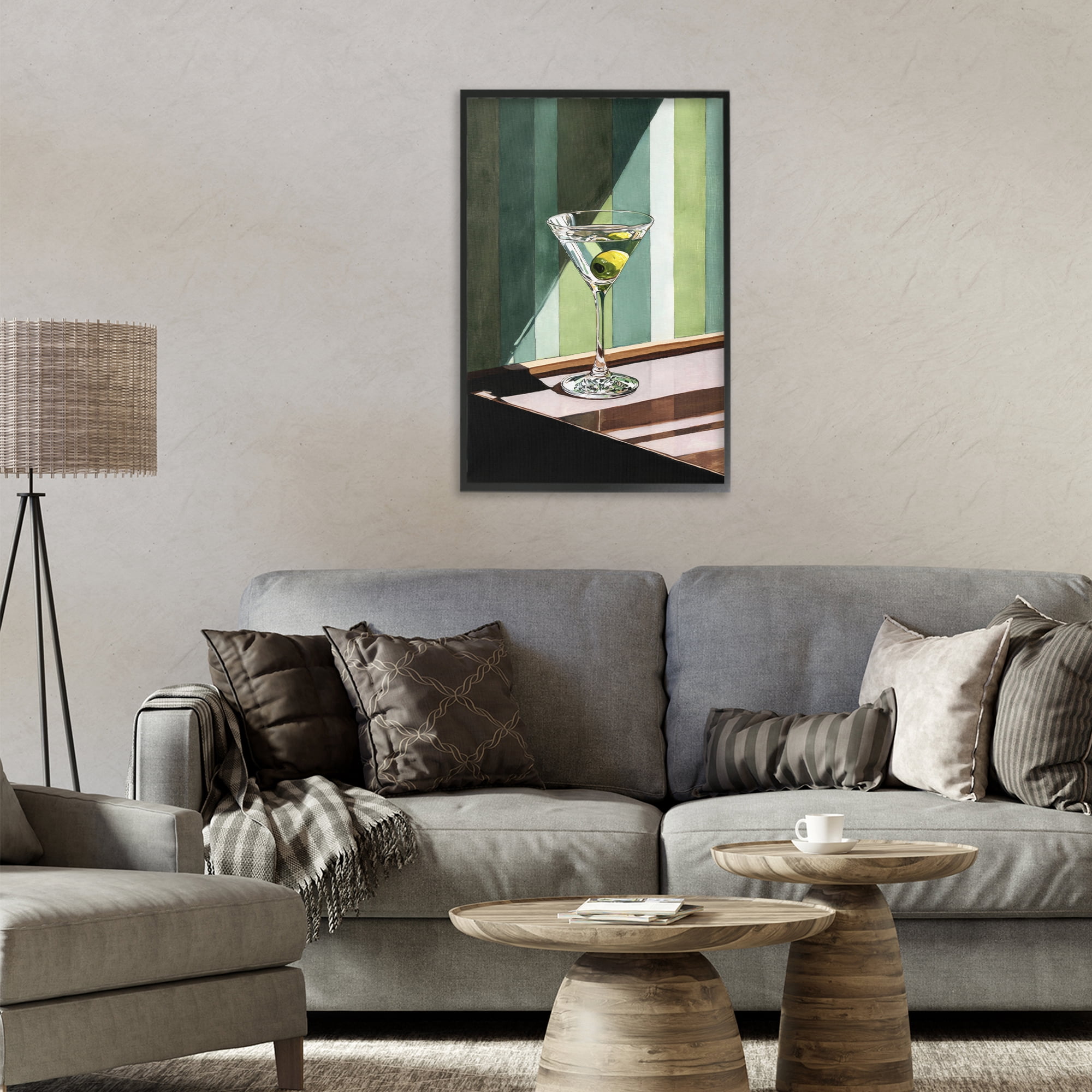 Stupell Industries Olive Martini in Sun Beam Black Framed Giclee Art, design by Petal Prints Design