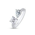 thumbnail image 4 of 2 Carat Cushion, Pear & Round Cut Lab Created Moissanite Adjustable Toi Et Moi Half-Eternity Engagement Ring For Women In 14K White Gold Over Sterling Silver(G-H Color, VVS1 Clarity, 2.00Cttw)-7, 4 of 6