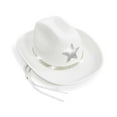 thumbnail image 4 of SUXIAN Christmas Sparkly Star Cowboy Hat for Kids Party Festival Sun Outdoor Play for Girls and Boys with Rhinestone Cowboy Hat White 4-10 Years, 4 of 5