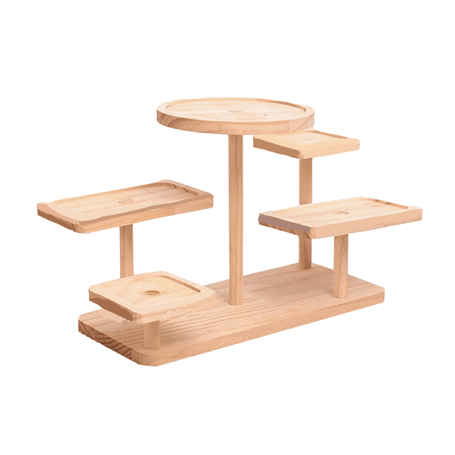 Display Riser Desktop Cabinet Organizer Wood Display Stand Shelf for Dolls Collection Flower Pot Dessert Cupcake Party
