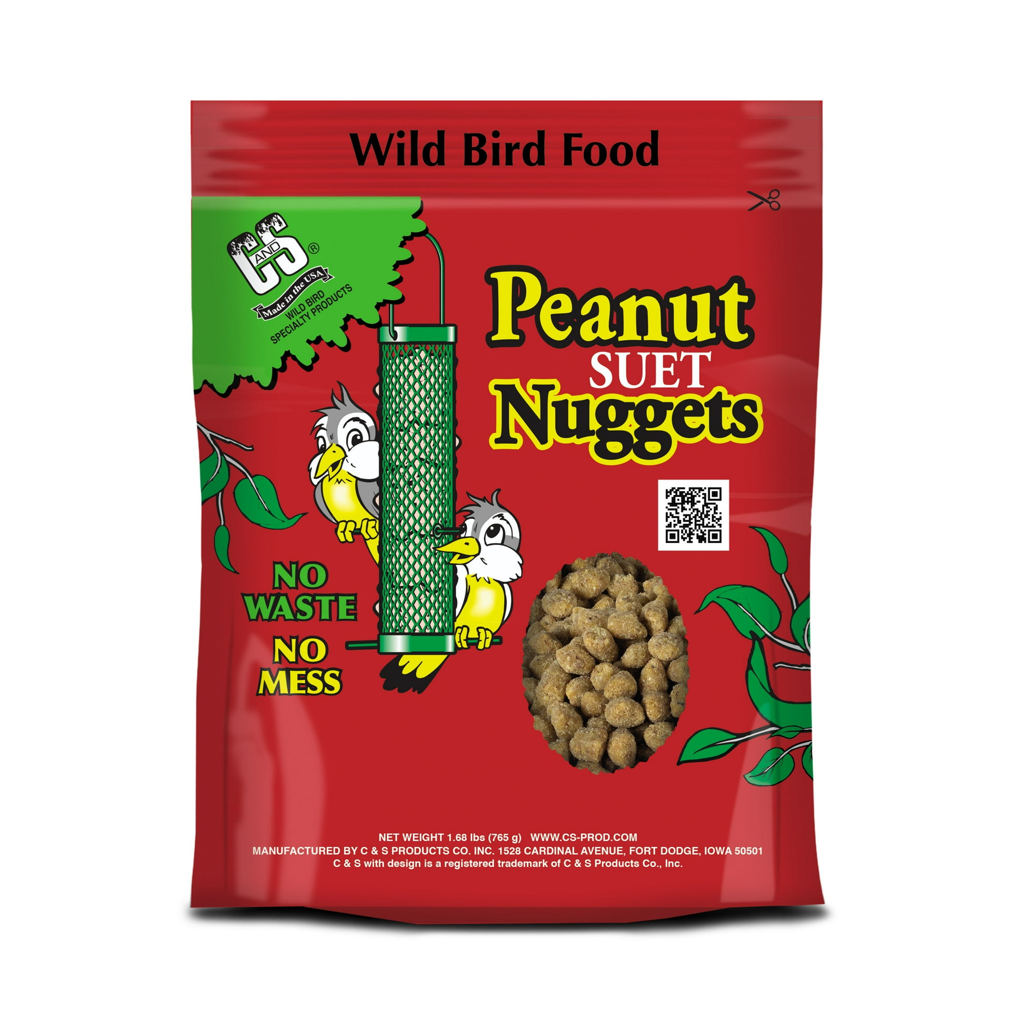 C & S Products Peanut No-Melt Suet Nuggets, 27 oz, Wild Bird Food, Fresh, 1 Pack