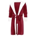 thumbnail image 3 of Men's Casual Hooded Pajama Set Solid Patchwork Wear Comfortable Drawstring Bathrobe Three Quarter Sleeve Sleepwear, 3 of 3