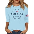 thumbnail image 2 of Conairie 4th of July Tops Women Relaxed Fit Crew Neck Short Sleeve Patriotic T Shirt American Flag Print Basic Blouses Vacation Clothes Light Blue L, 2 of 4
